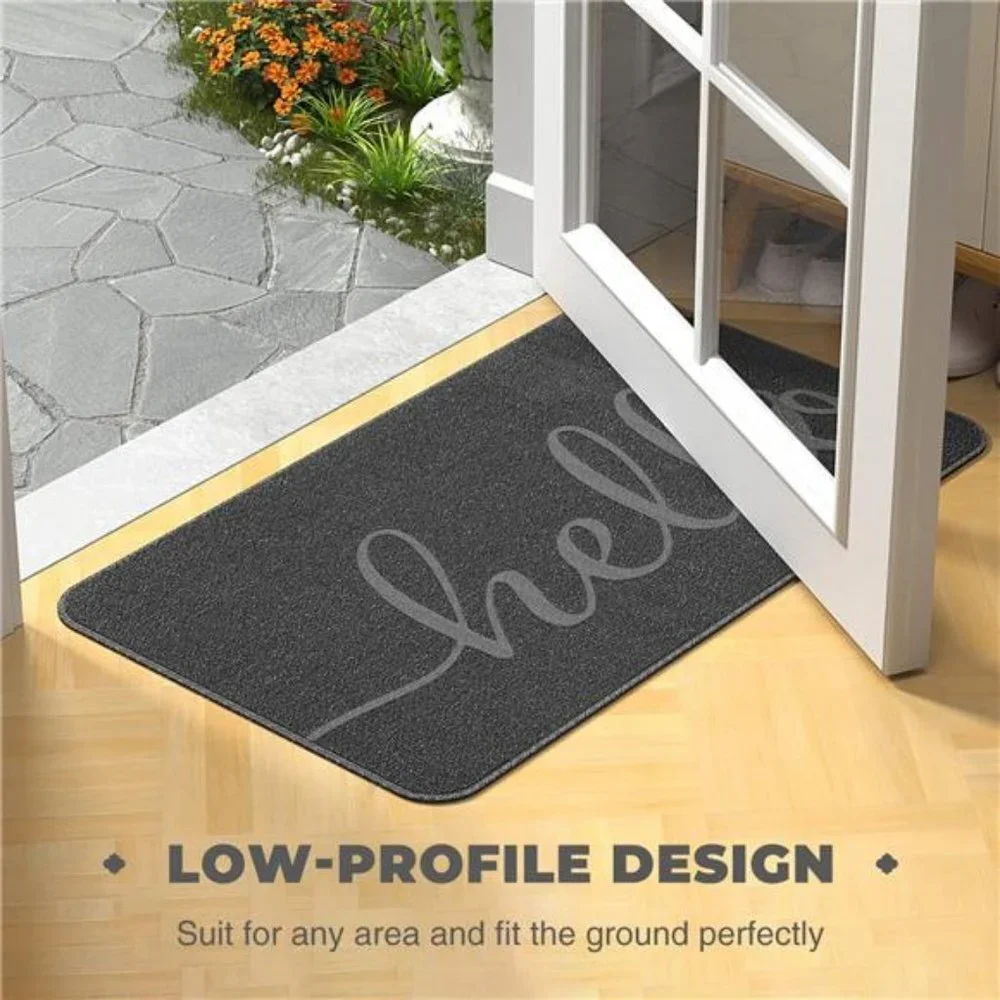Front Door Mat, Non-Slip Entryway Rug, Resist Dirt Hello Welcome Mat (17X30'')